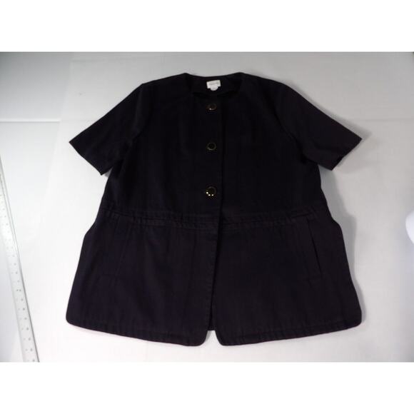 Club Monaco Large Trench Coat Jacket Duster Black Short Sleeve Collarless Posh - Picture 5 of 16
